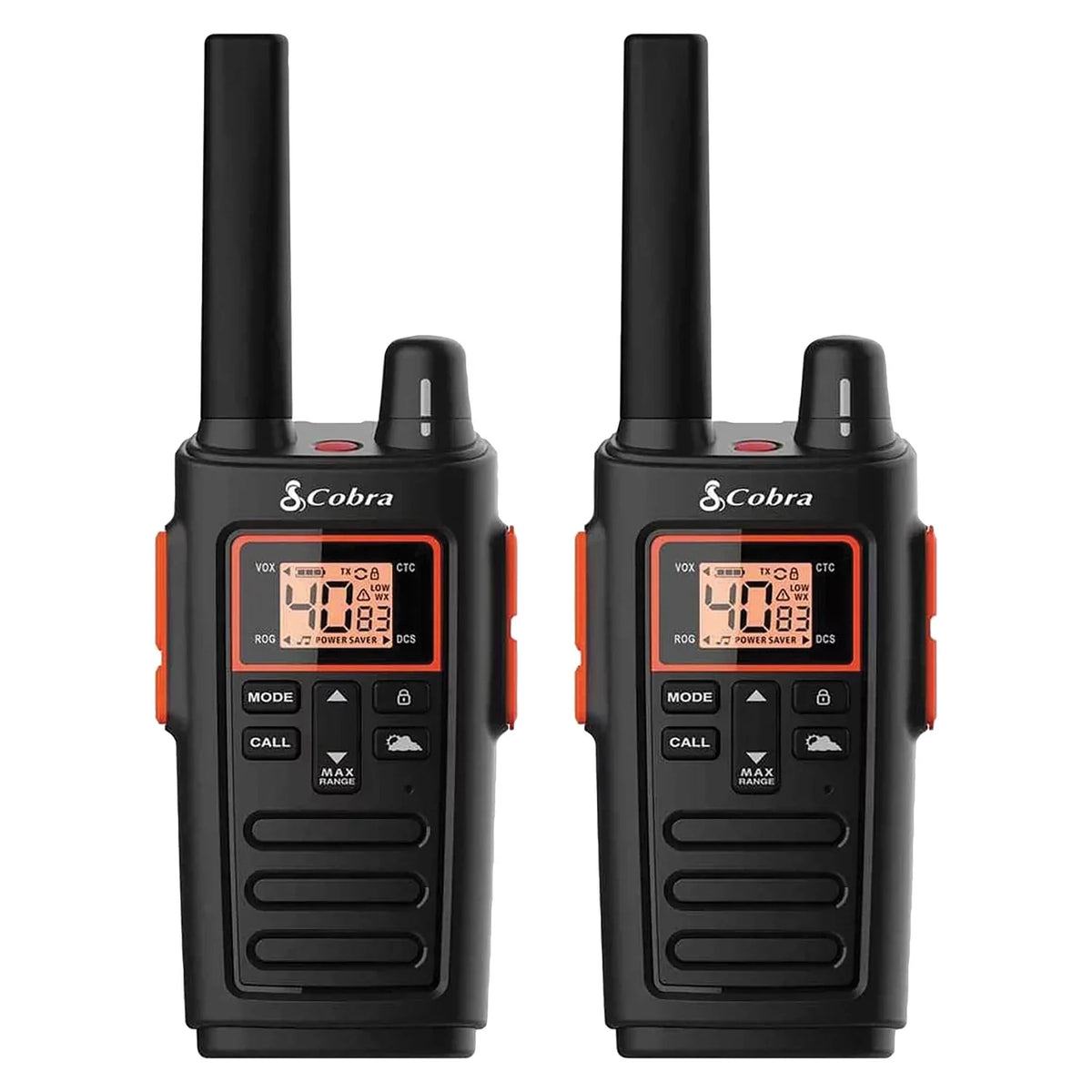 Rechargeable, Radio 32-Mile Set Adults for Walkie Long Channels, - Two-Way Range RX380 40 Talkies Cobra Preset (2-Pack)