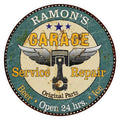 Garage Man Metal 14" Round Wall 100140027218 Home Sign Decor Cave RAMON'S
