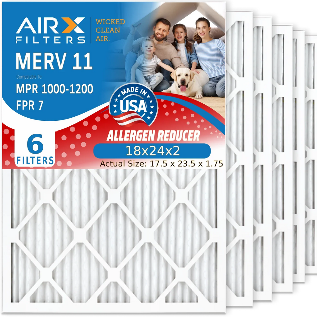 CLEAN FPR Filter MERV FILTERS & AIR. Electrostatic Made 11 USA Air 6 WICKED MPR Filters Filter Pleated Furnace 18x24x2 Pack 7 MPR Conditioner Premium to 1200 18x24x2 by HVAC Air 1000, Comparable AIRX
