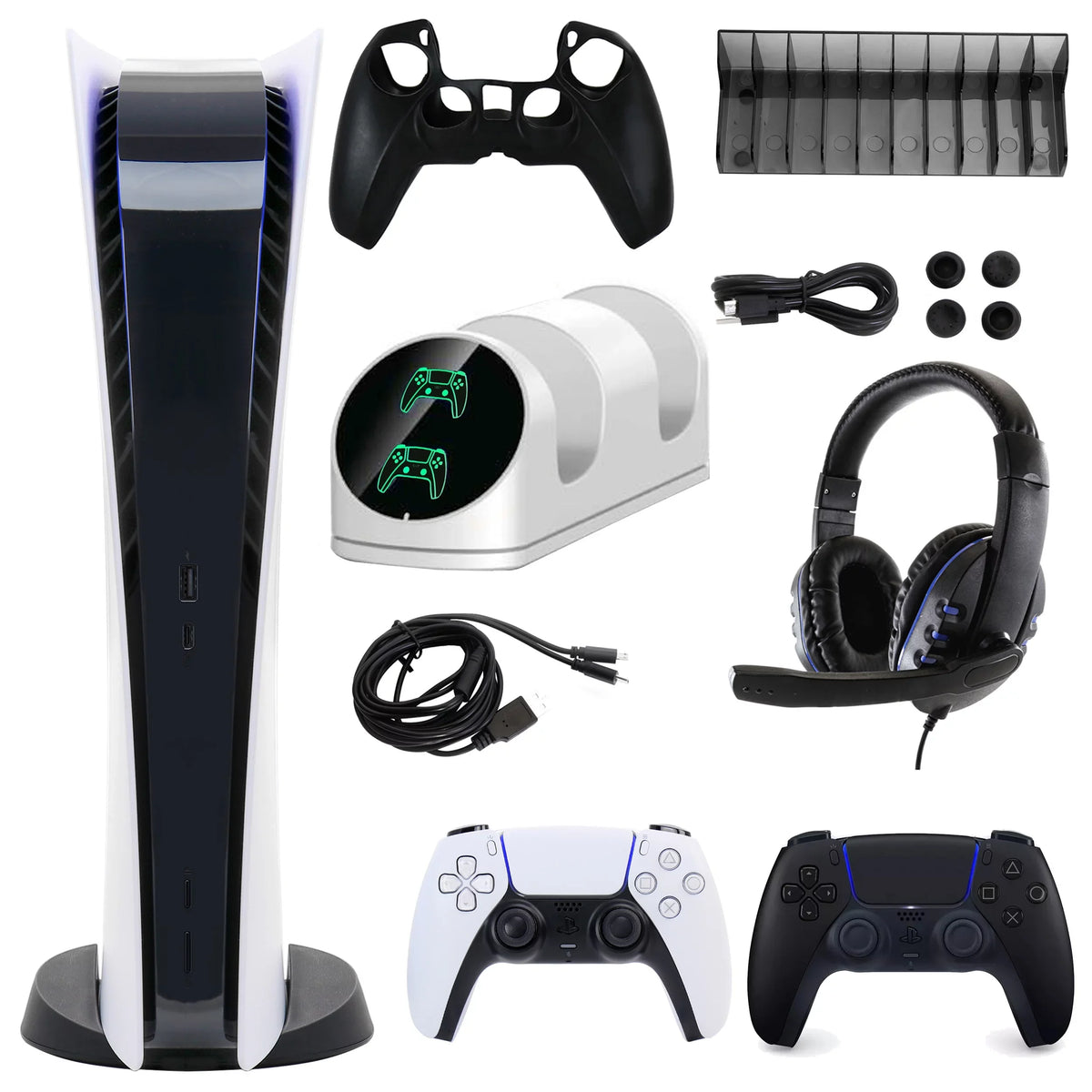 with Extra Version) Digital Console Dualsense Black (PS5, 5 Digital PlayStation Kit Sony Controller PlayStation and Accessories