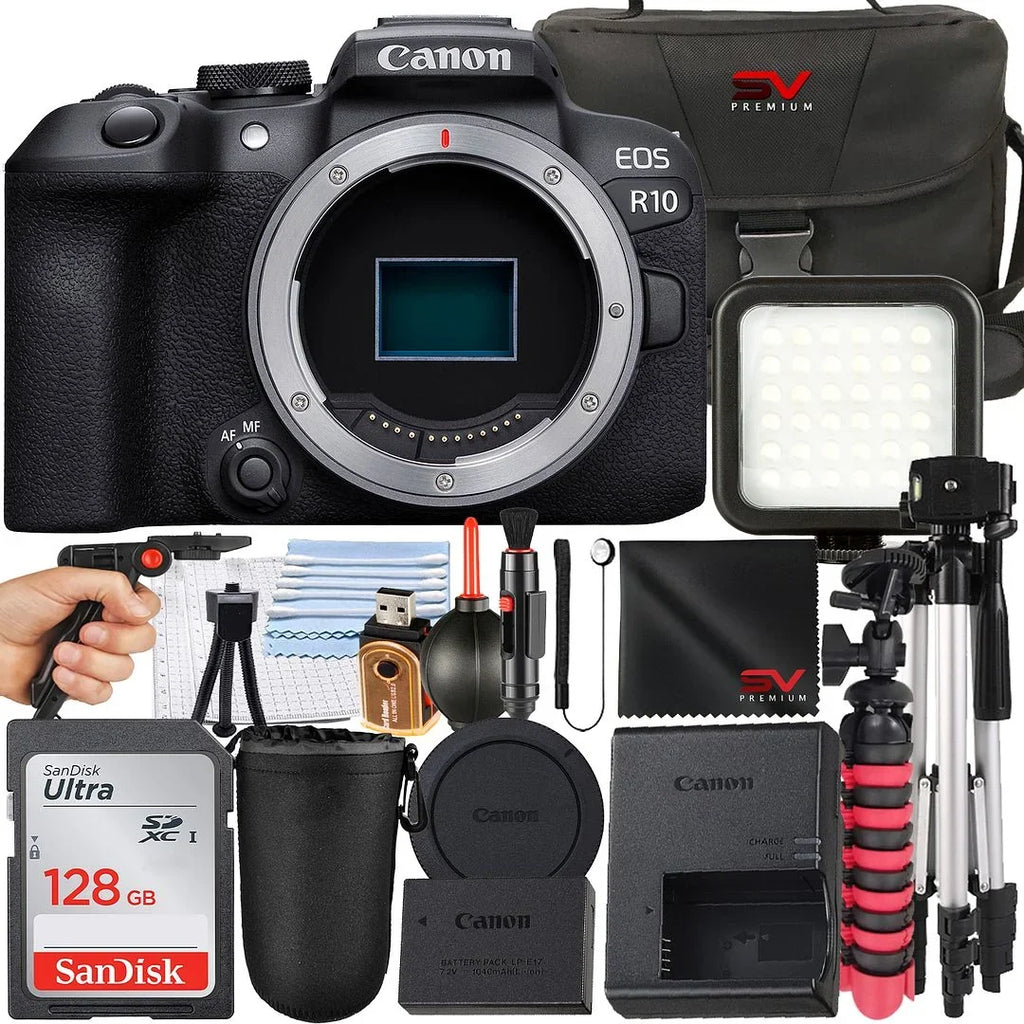 128GB Tripod EOS Only) SV + Canon + SanDisk (Body Case Card Accessory + Mirrorless Memory R10 Premium Camera with Bundle