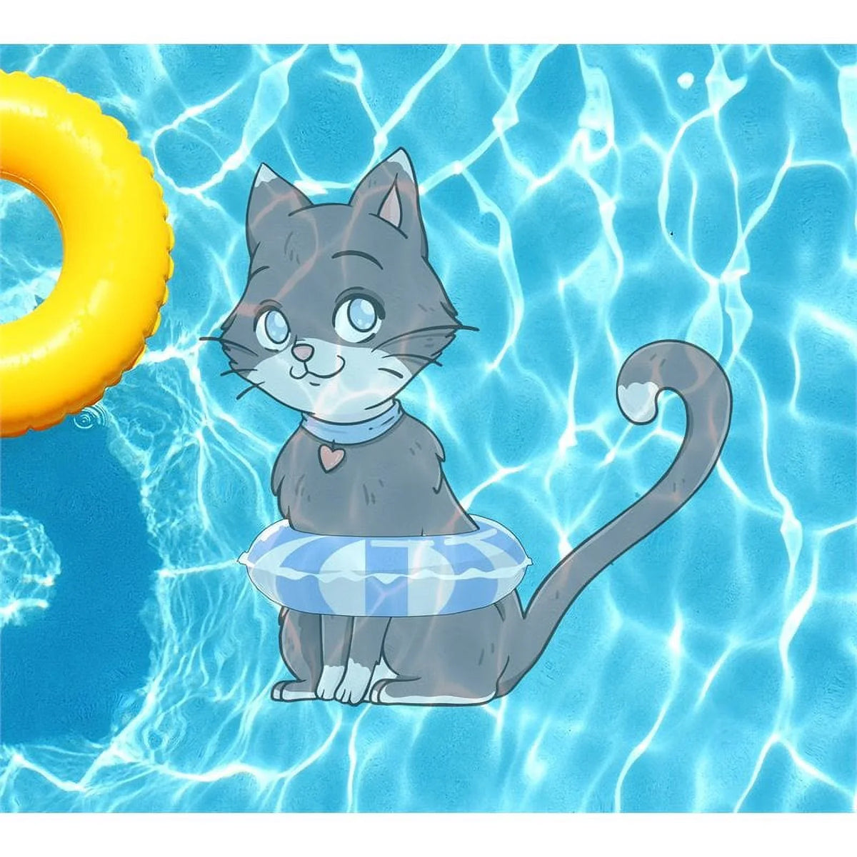 in Mat Vinyl Woody's Pool 60" Underwater Kitten Gray Tattoo Slick