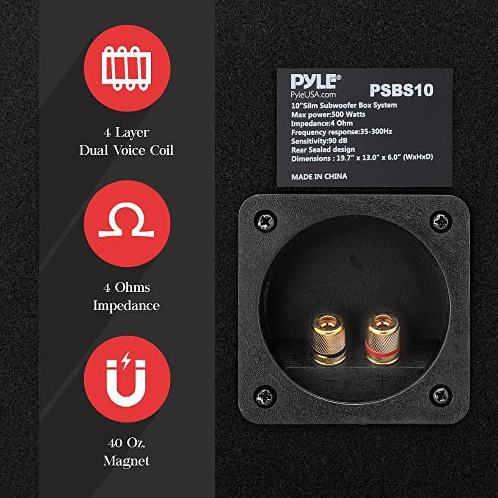 Box Non-Pressed Slim Pyle System Cone 10-inch Paper a High Watts Woofers Subwoofer Powered 500 with