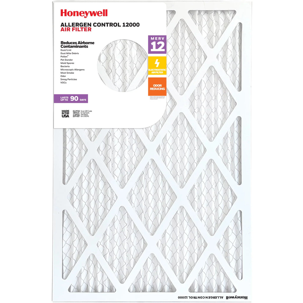 Furnace 12 MERV Pack 20x25x1 Filter- HVAC Honeywell Air Pleated 12