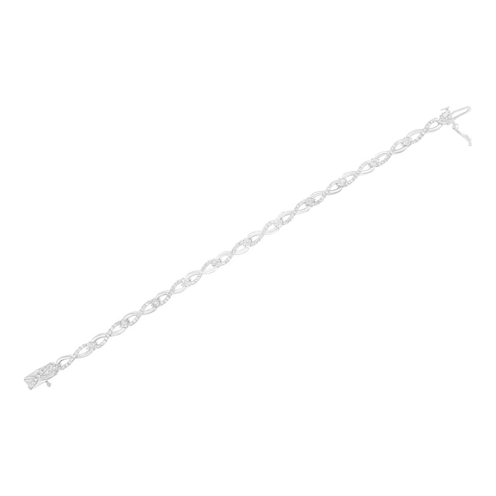 I2-I3 Cttw 7.25" Bracelet Prong Silver Set Sterling 1.0 Infinity Color, Link - (I-J .925 Diamond Clarity)