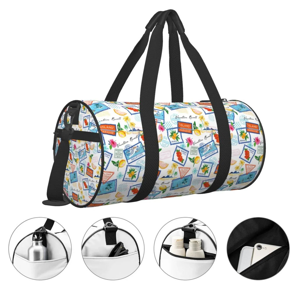Coaee Bag Gym Compartment Waterproof Travel Luggage Summer Cylinder Large and Stamp Sports Bag with Bag Capacity Pocket