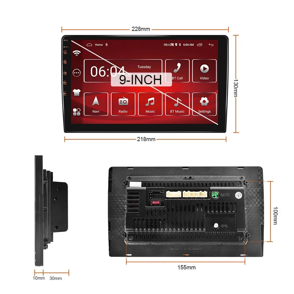 USB AHD 9" Bluetooth Backup Double Android Wireless Stereo 2+32GB FM/RDS Camera Radio Navigation GPS Carplay Auto Android IPS 1280*720 Screen Car Din WiFi Receiver