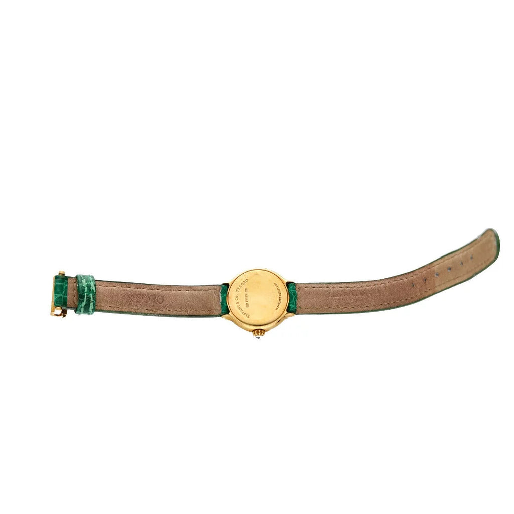 L0130 Yellow White Ladies Dial Case Watch Tiffany&amp;Co 18k Gold Tesoro Leather