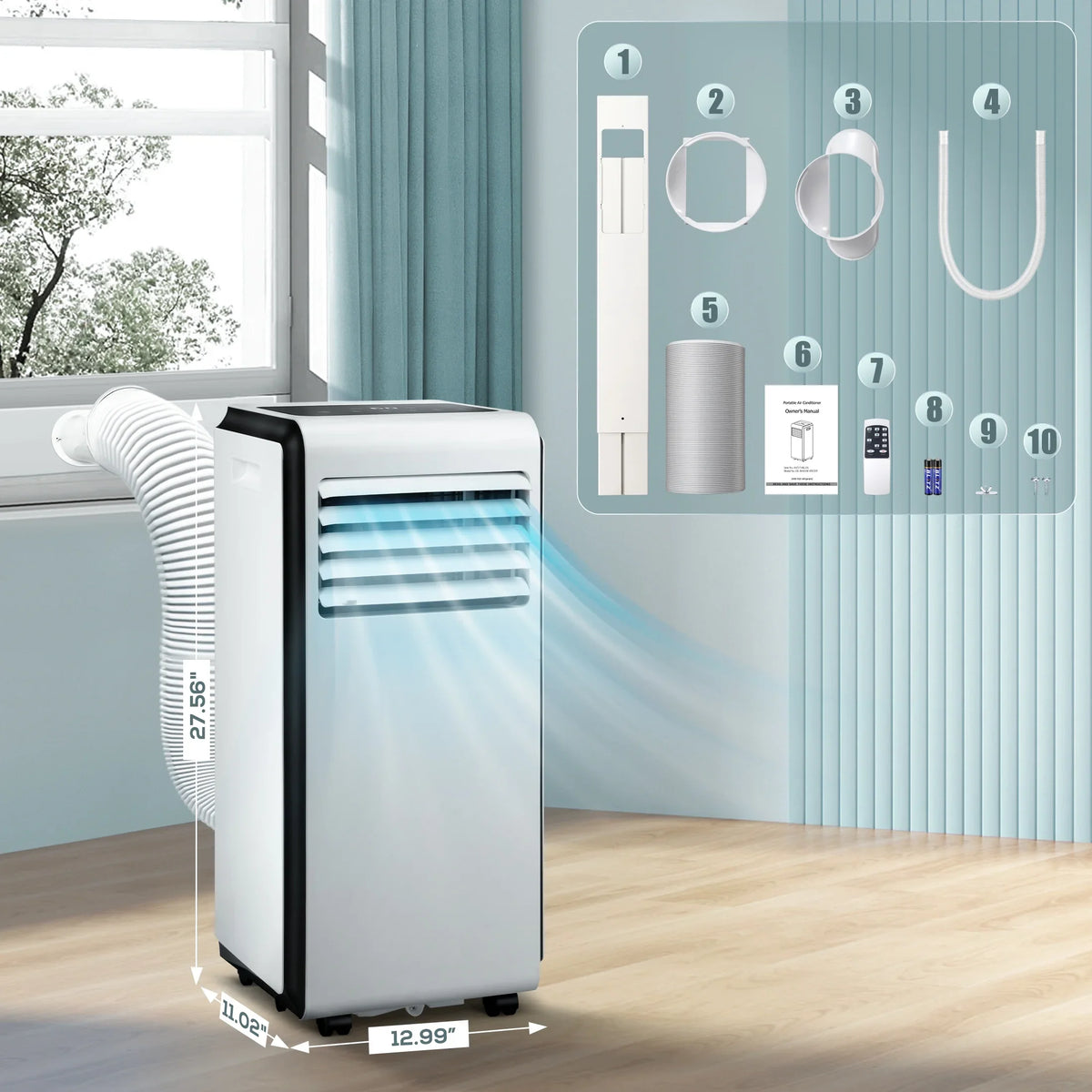 AC Portable BTU ASHARE) 3 Fan, with in BTU KISSAIR Timer 24-Hour Dehumidifier, (10,000 Air 6,000 1 Conditioner,