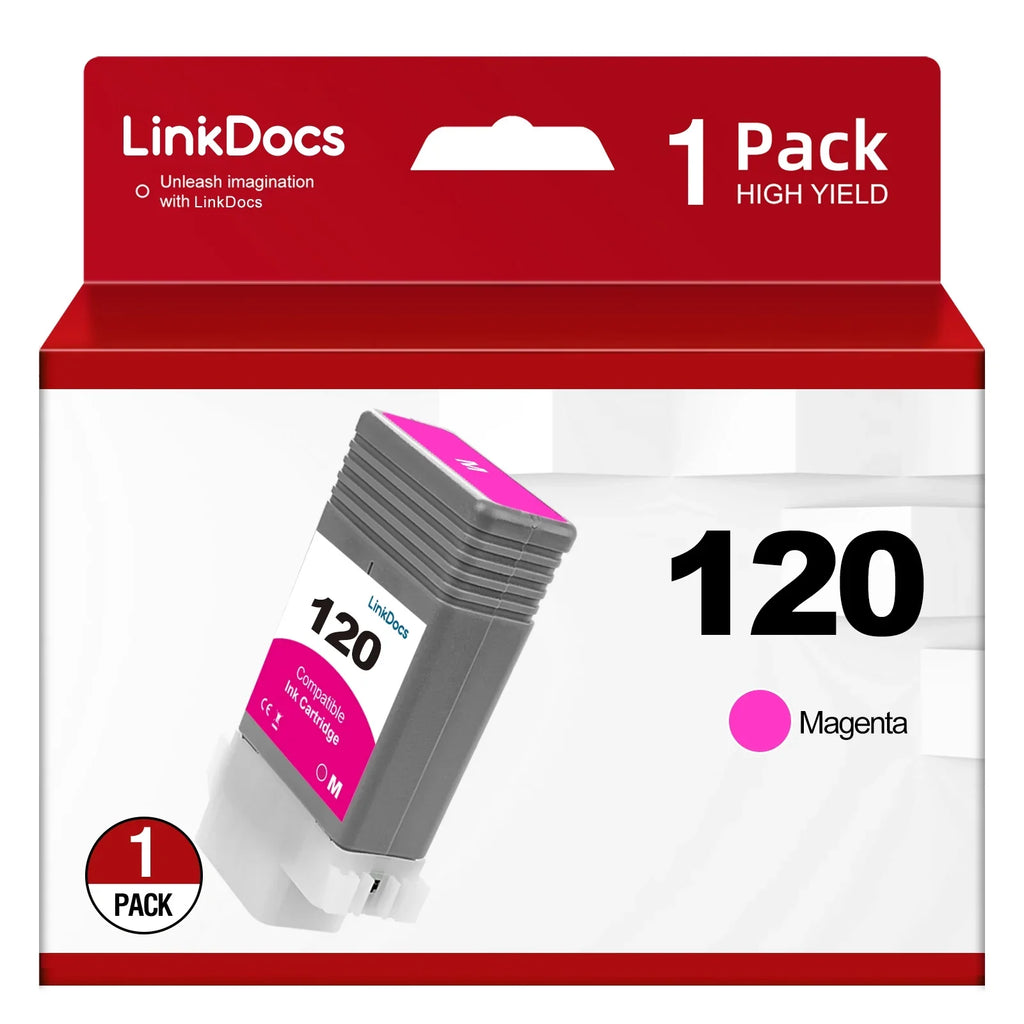 PFI-120M Cartridges for PFI120 Ink for PFI-120 PFI-120 (130ml) LinkDocs TM-305 TM-300 and Work Replacement PFI120 Canon ImagePROGRAF IPF TM-200 TM-205 GP-200 Compatible Canon GP-300 Magenta Printer