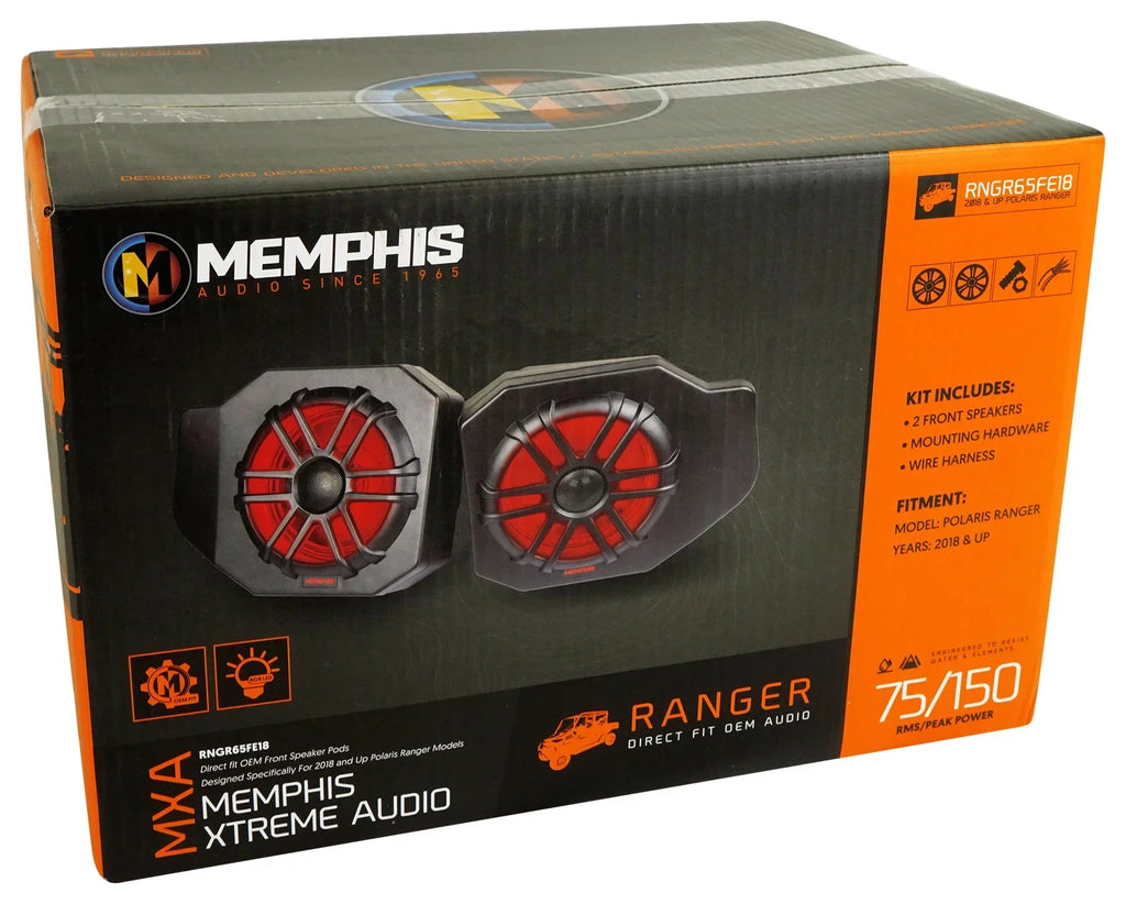 Tower Memphis Polaris 2018+ Ranger RNGR65FE Audio Speakers+Amp For Pods+LED Pair