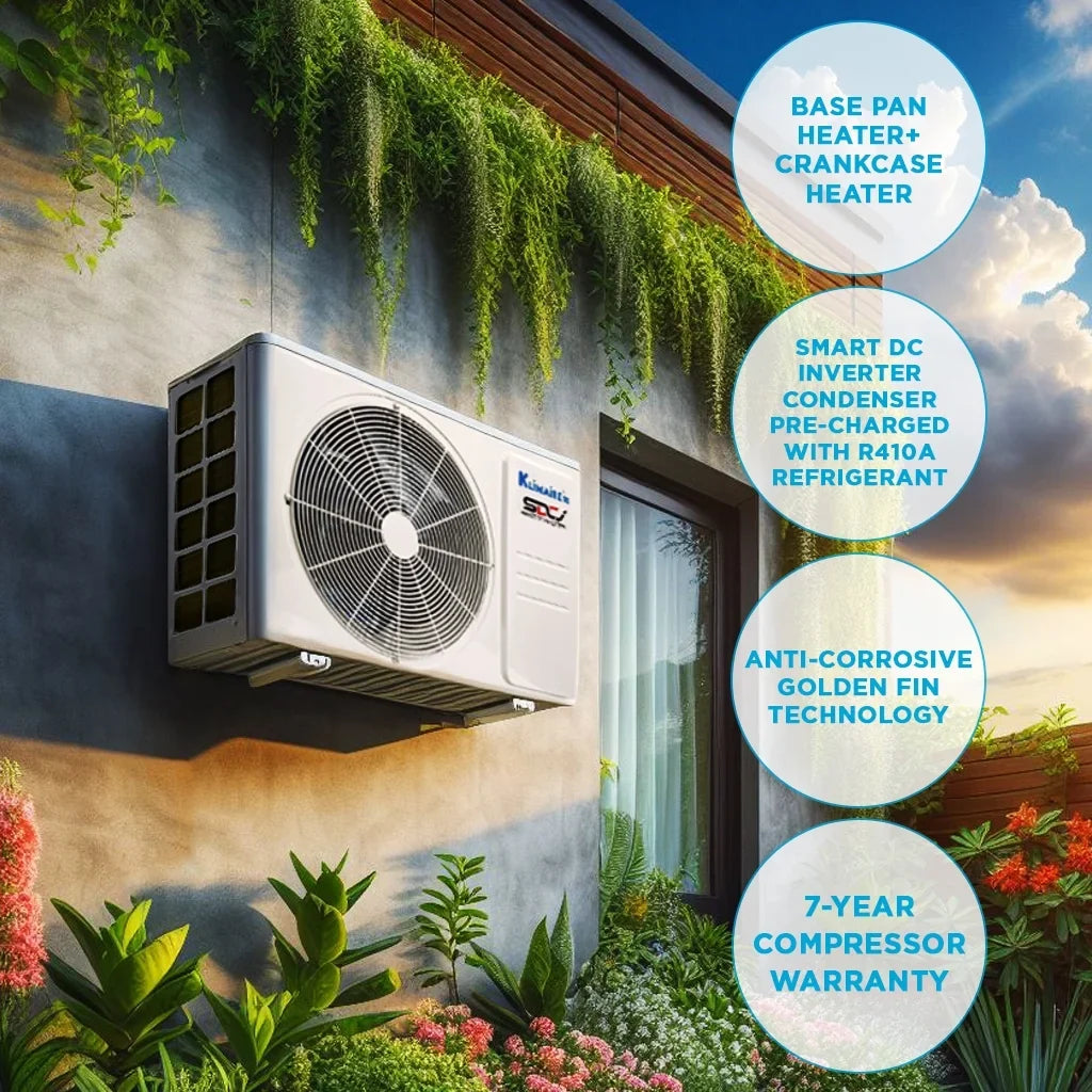 9,000 Mini-Split Air Btu 400 21.5 Pump SEER2 Heat to Ductless ft. up Klimaire Conditioner sq.