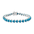 Women Silver Turquoise 10.99 Trillion Day for for Mom Beauty Bracelet 7.25" Sterling Size Birthday LC Platinum Plated 925 Ct Gifts Tennis Sleeping Shop Jewelry Mothers