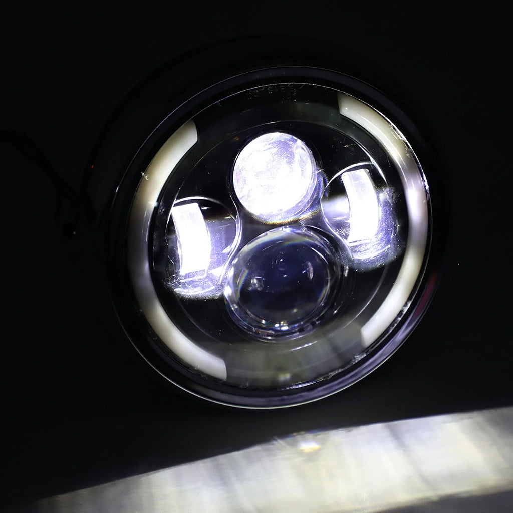 Fog LED Inch Hi/Lo Motorcycle Dyna for DRL Driving Cafe Headlight Racer Bobber 7