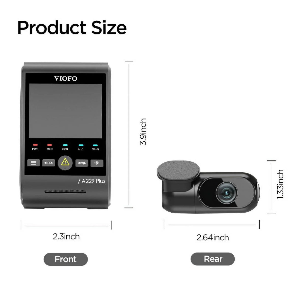 A229 GPS, Dash STARVIS Mode, Max Wi-Fi, 2K/2K Voice 2-Channel Cam 2, 512GB VIOFO QHD Control, Plus with Parking Support