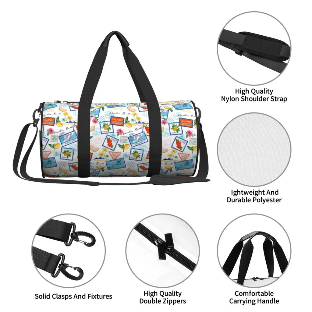 Coaee Bag Gym Compartment Waterproof Travel Luggage Summer Cylinder Large and Stamp Sports Bag with Bag Capacity Pocket