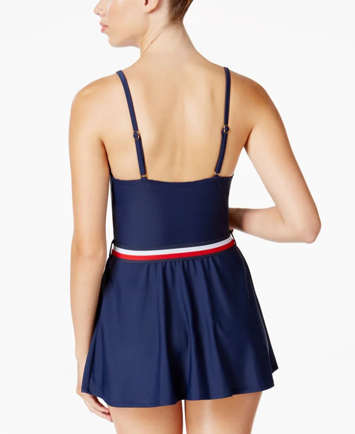 10 Dress Piece Swimsuit, HILFIGER One Belted TOMMY Women's Blue,