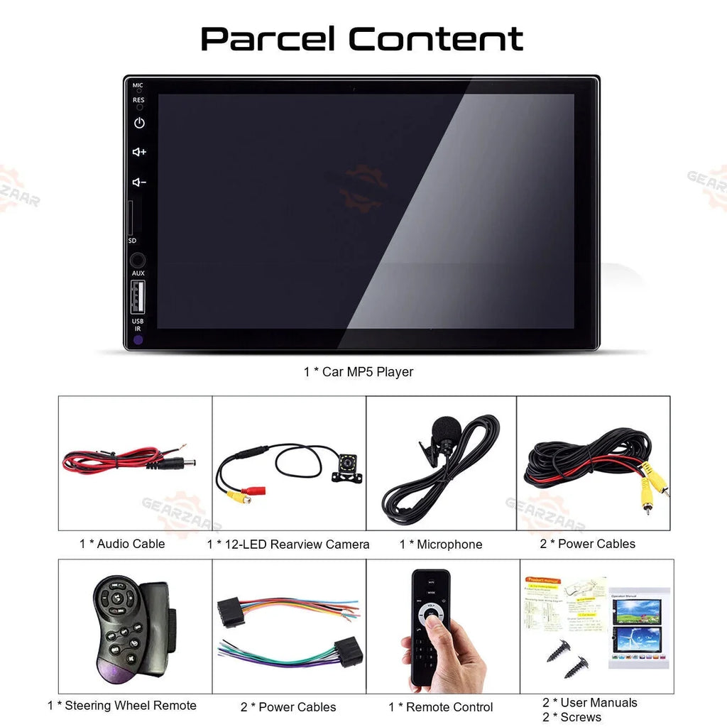 '+ Camera Touch Android/Apple 2Din Screen Double 12LED Player 7" Carplay Radio Stereo Car