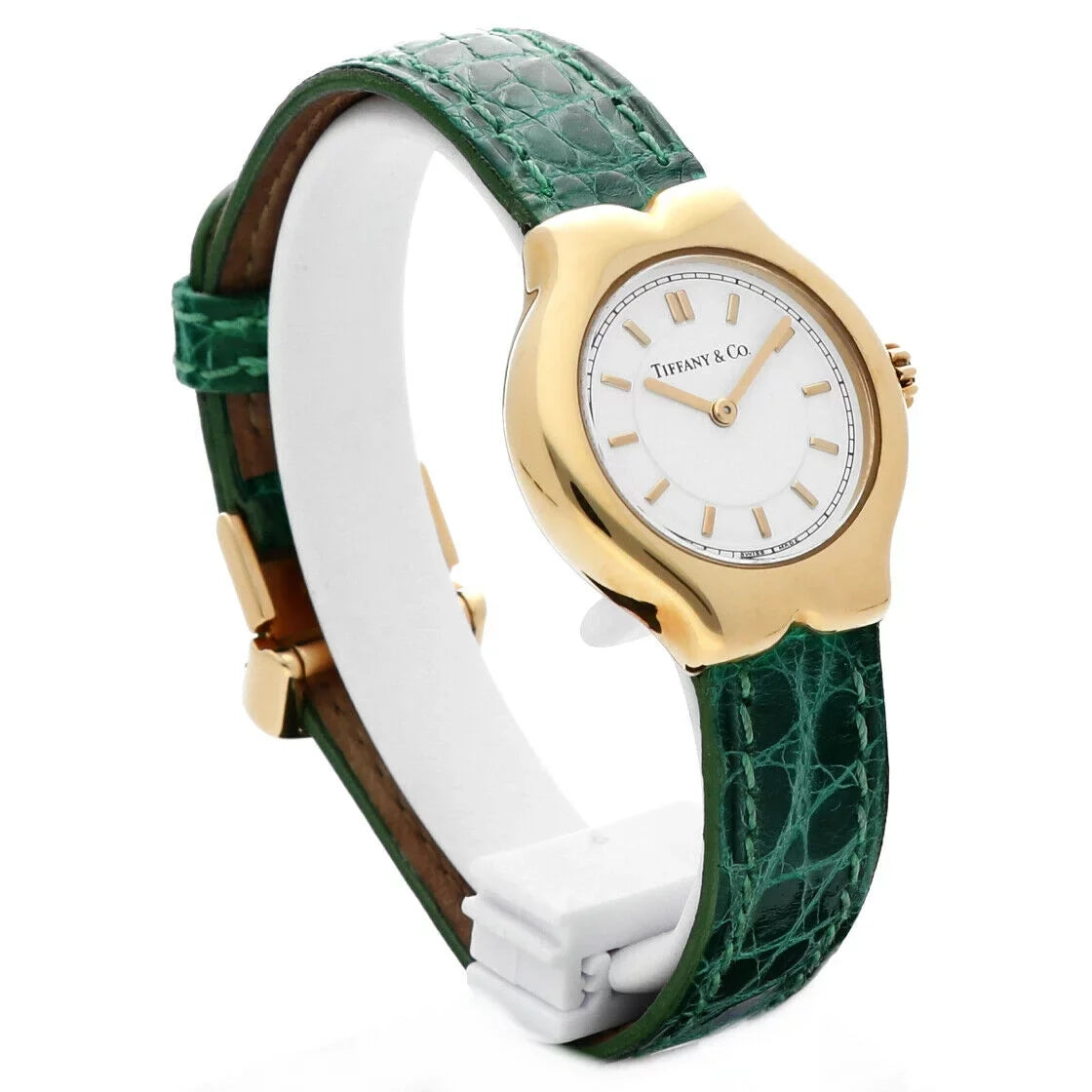 L0130 Yellow White Ladies Dial Case Watch Tiffany&amp;Co 18k Gold Tesoro Leather