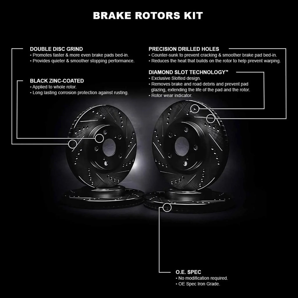 Fits Rotor R1 2013-2018 R1 FOCUS select: FORD Concepts FORD FOCUS, Brake 2012 Concepts Black SE 54245 Whpn2 D/S