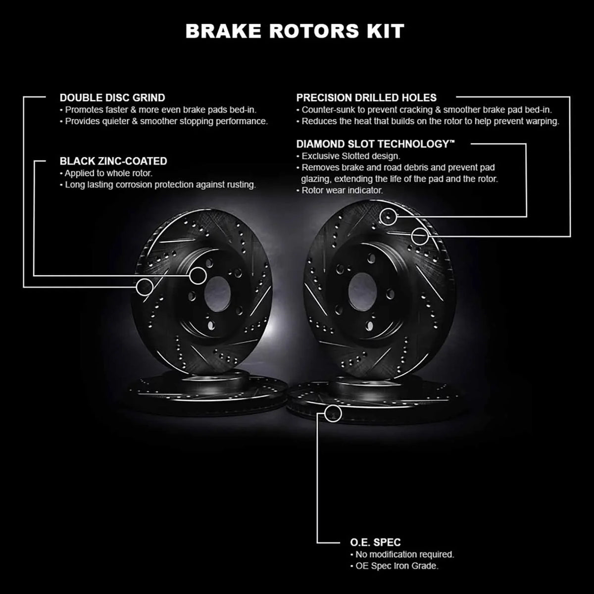 Fits Rotor R1 2013-2018 R1 FOCUS select: FORD Concepts FORD FOCUS, Brake 2012 Concepts Black SE 54245 Whpn2 D/S