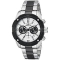 Bezel Silver-Tone Watch Chrono Dial Black Steel Specialty 21471 Stainless Men's