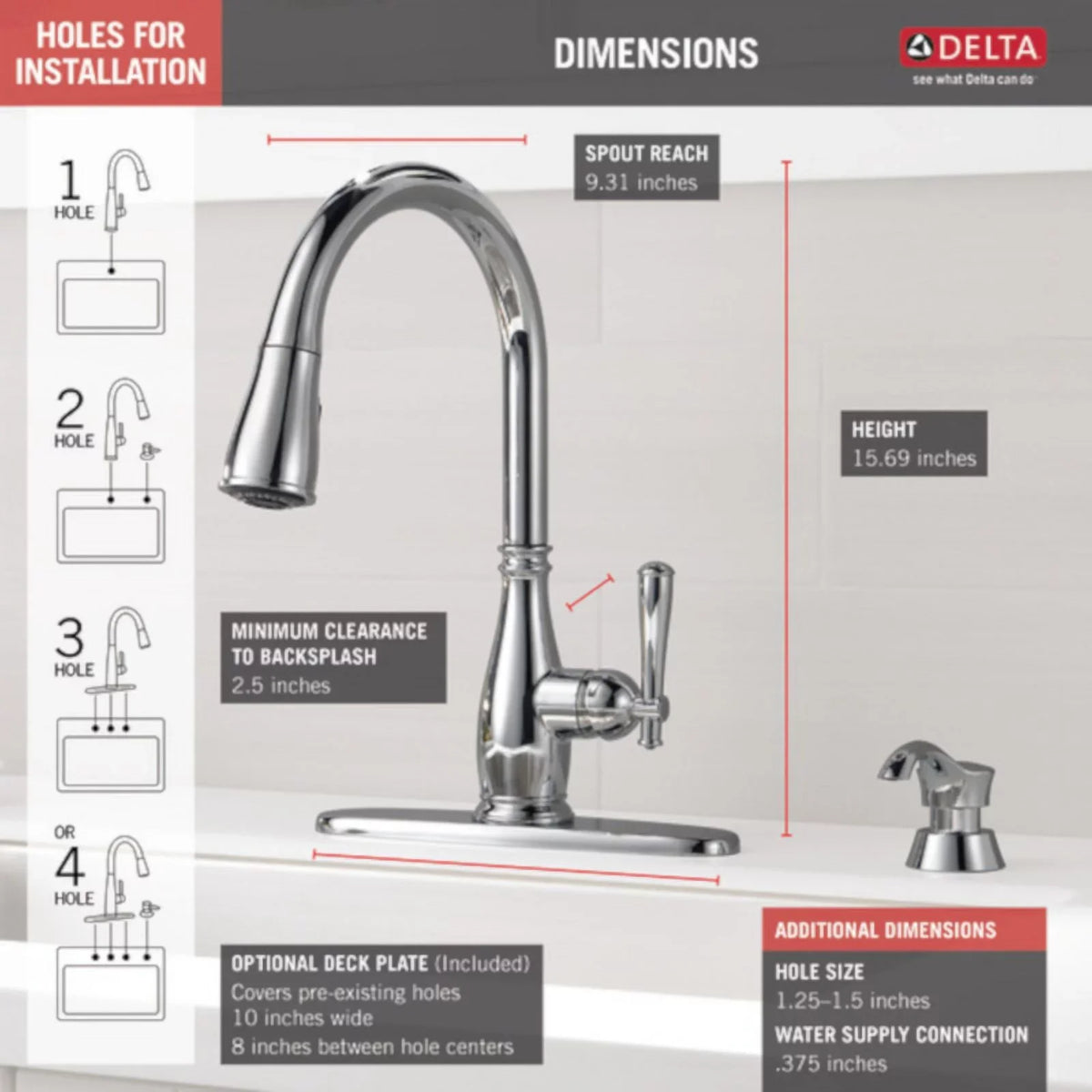Delta Chrome Pulldown Kitchen Charmaine Faucet Handle One