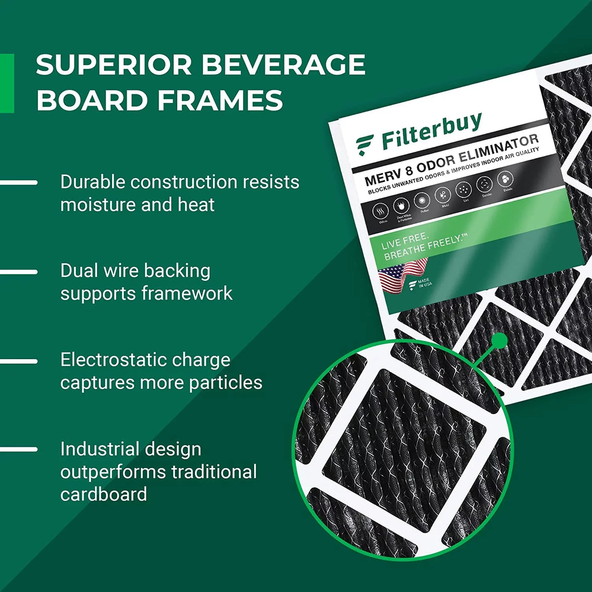 with 8 Carbon MERV Odor Filters HVAC Air Activated Filterbuy 14x20x1 AC (5-Pack) Eliminator Furnace Pleated