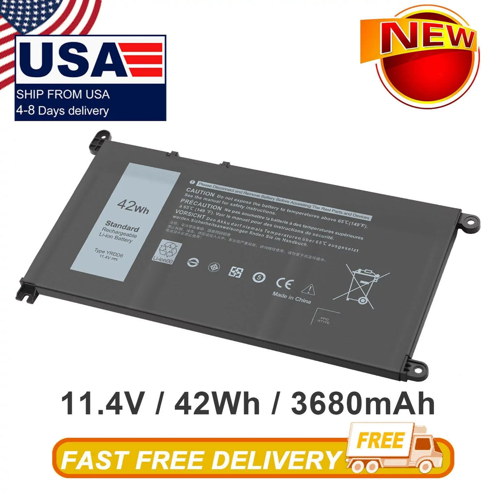 5491 Battery 2in1 for 42Wh YRDD6 3493 Inspiron 7586 Laptop 5482 3310 5485