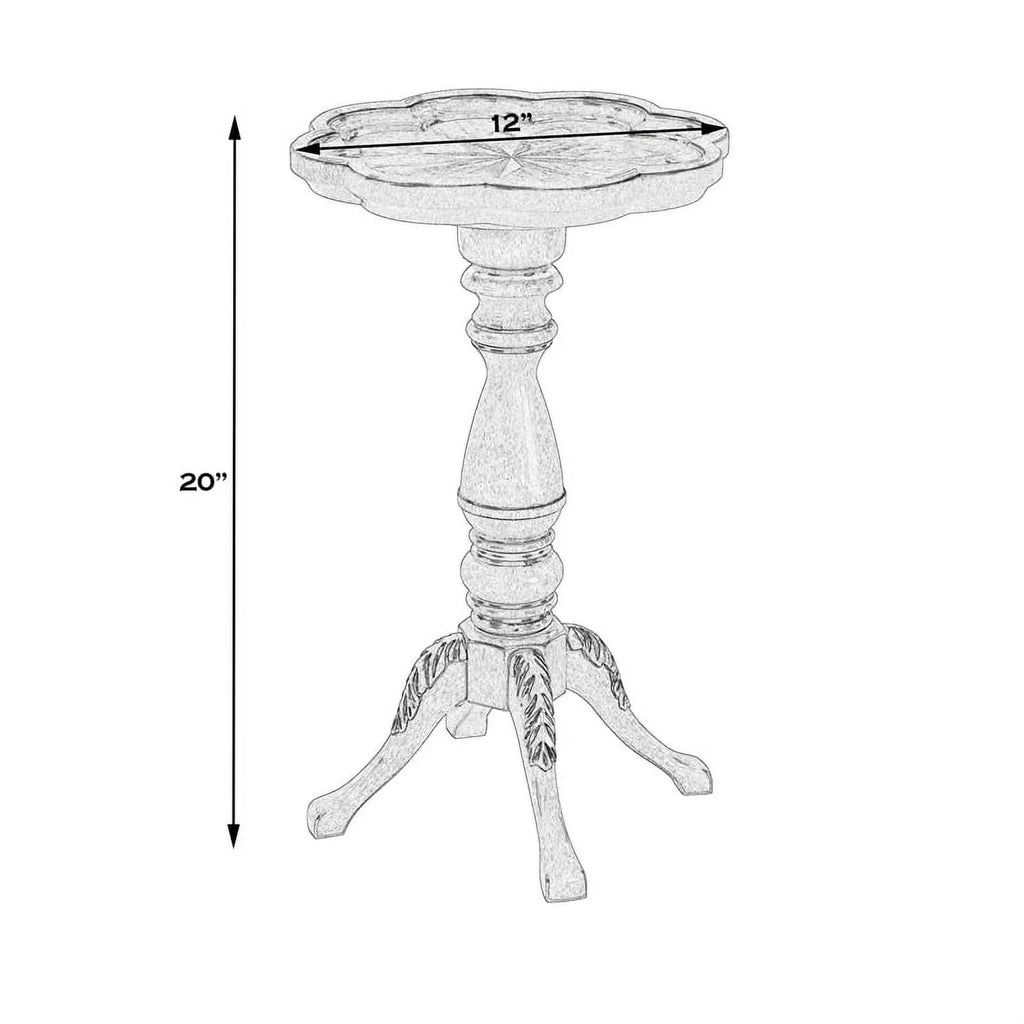 Beige Specialty Antique Whitman Edge Accent Butler Table Scalloped