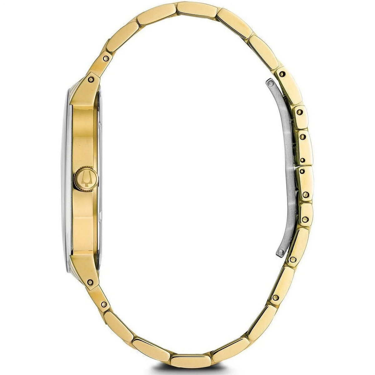 Gold Modern Men's Gold Bracelet Steel Diamond Dial Watch Tone Bulova 97D115 Yellow