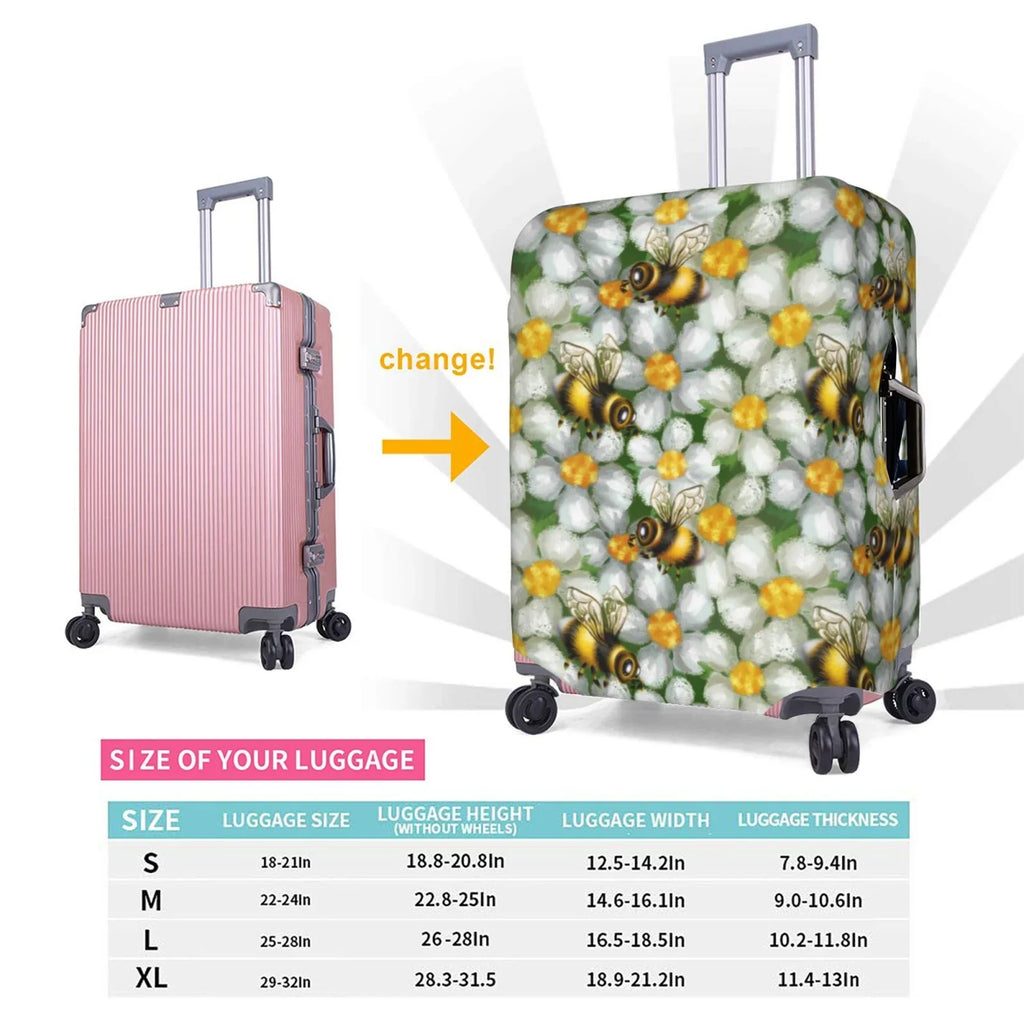 Suitcase Suitcase And Protector- Cover Luggage Kll Flower Bees Cover