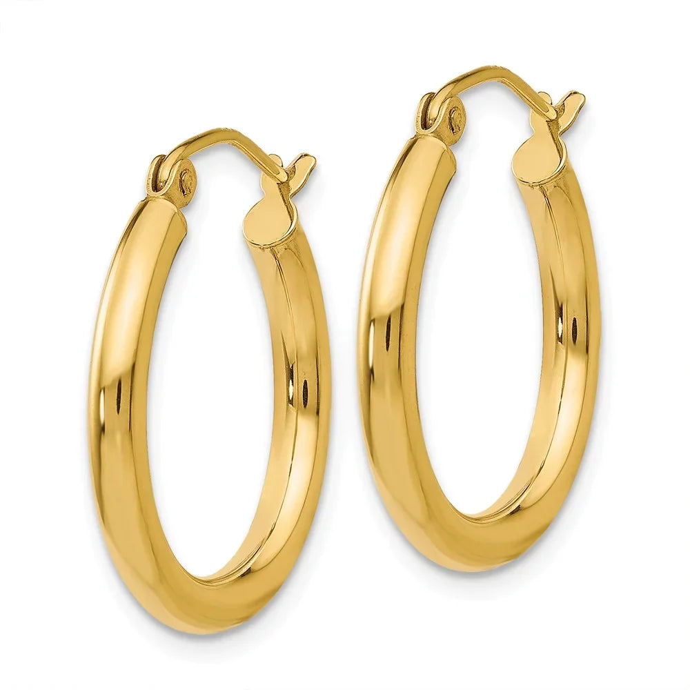 and Real 2.5mm Men Gold Polished Earrings; and for Adults 14kt Hoop Yellow Women for Teens; Tube
