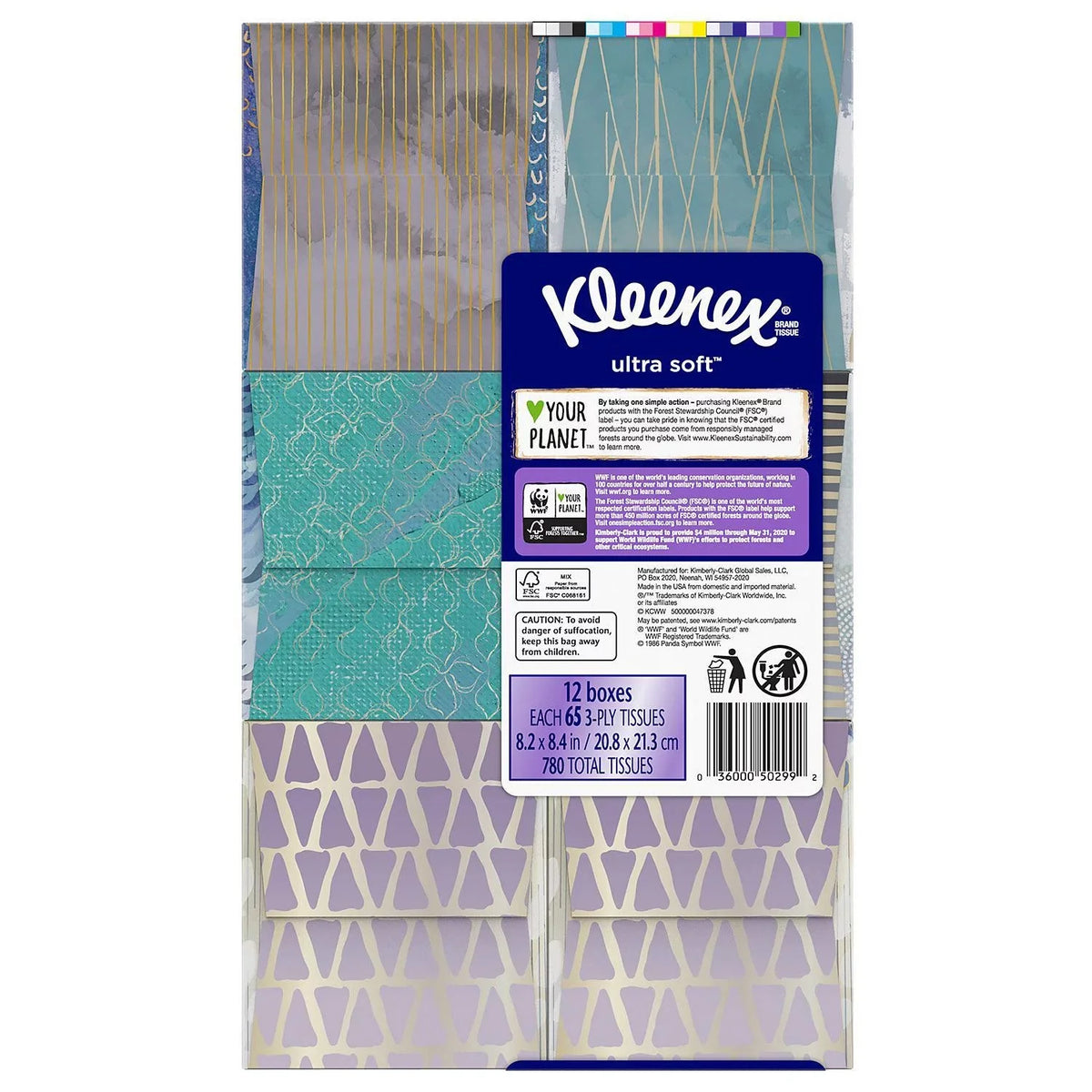 65 Ultra Pack, Tissues - Boxes Soft Cube (12 Kleenex Facial tissues)