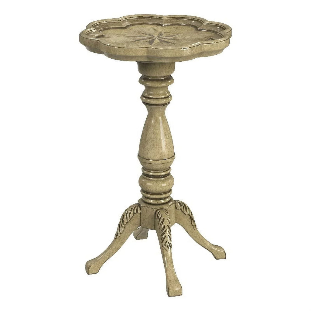 Beige Specialty Antique Whitman Edge Accent Butler Table Scalloped