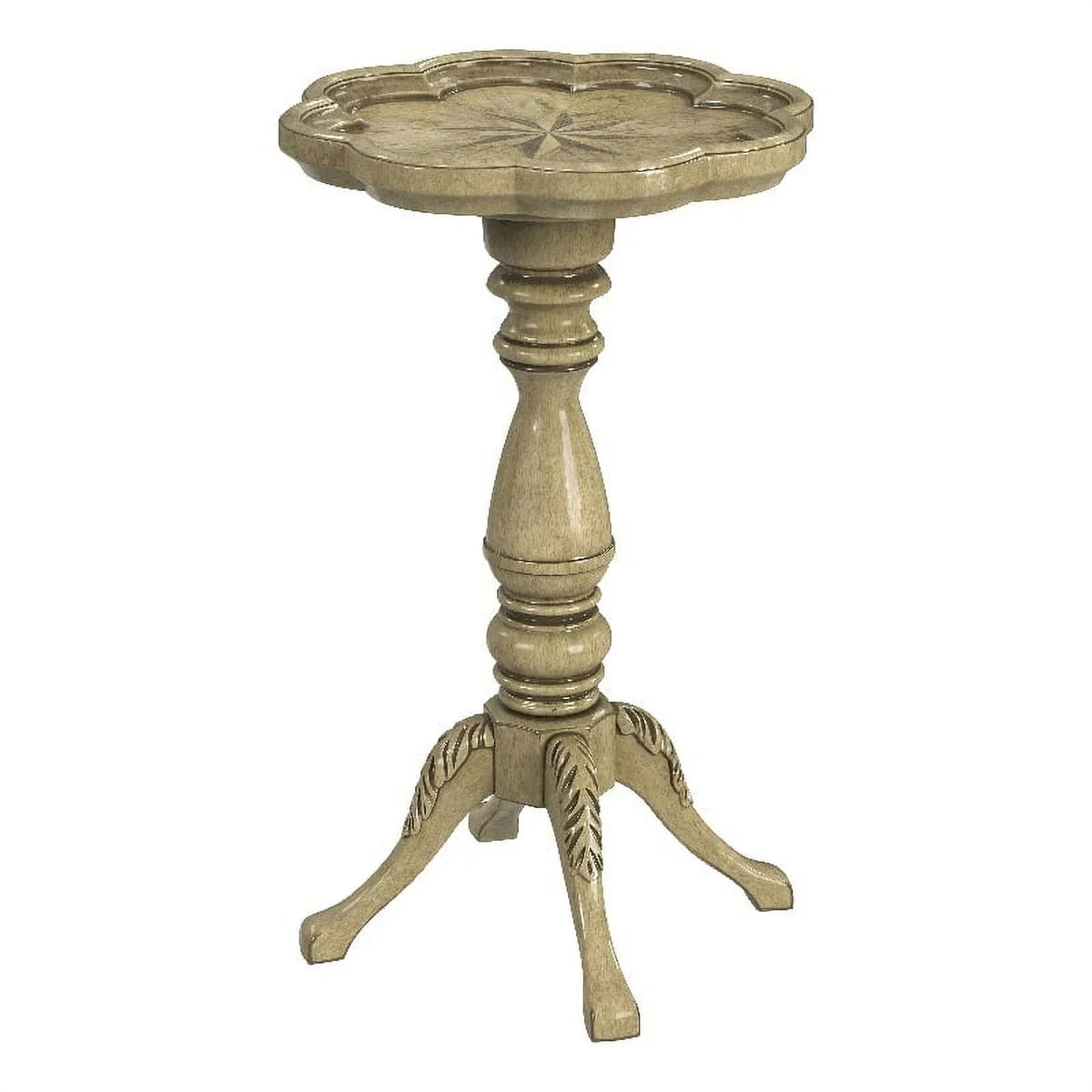 Beige Specialty Antique Whitman Edge Accent Butler Table Scalloped