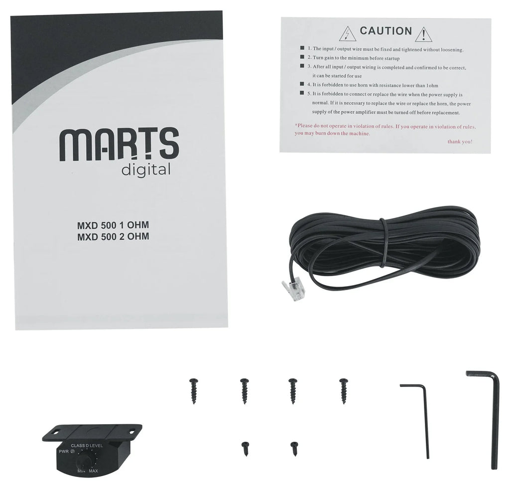 Kit 1 Digital Remote+Amp Car 500w Marts RMS MXD OHM Mono Amplifier+Bass 500