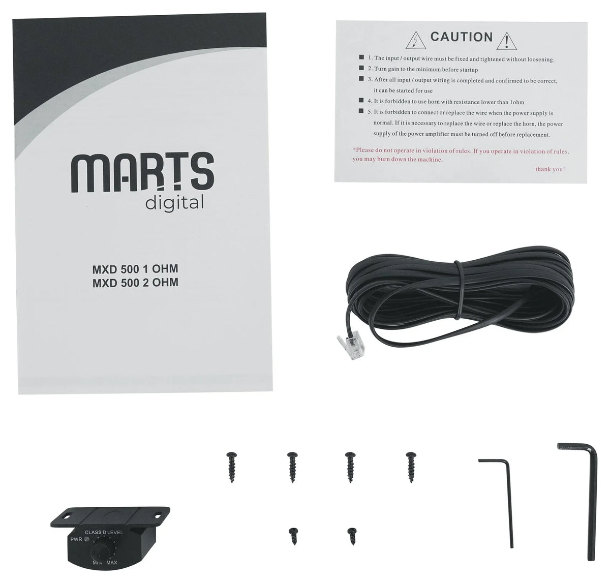 Kit 1 Digital Remote+Amp Car 500w Marts RMS MXD OHM Mono Amplifier+Bass 500