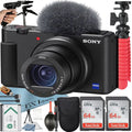 Bundle with 64GB Camera Vlogging Accessory (Black) Card Tripod SanDisk 2 + Sony + + Pack Case Memory ZeeTech ZV-1F