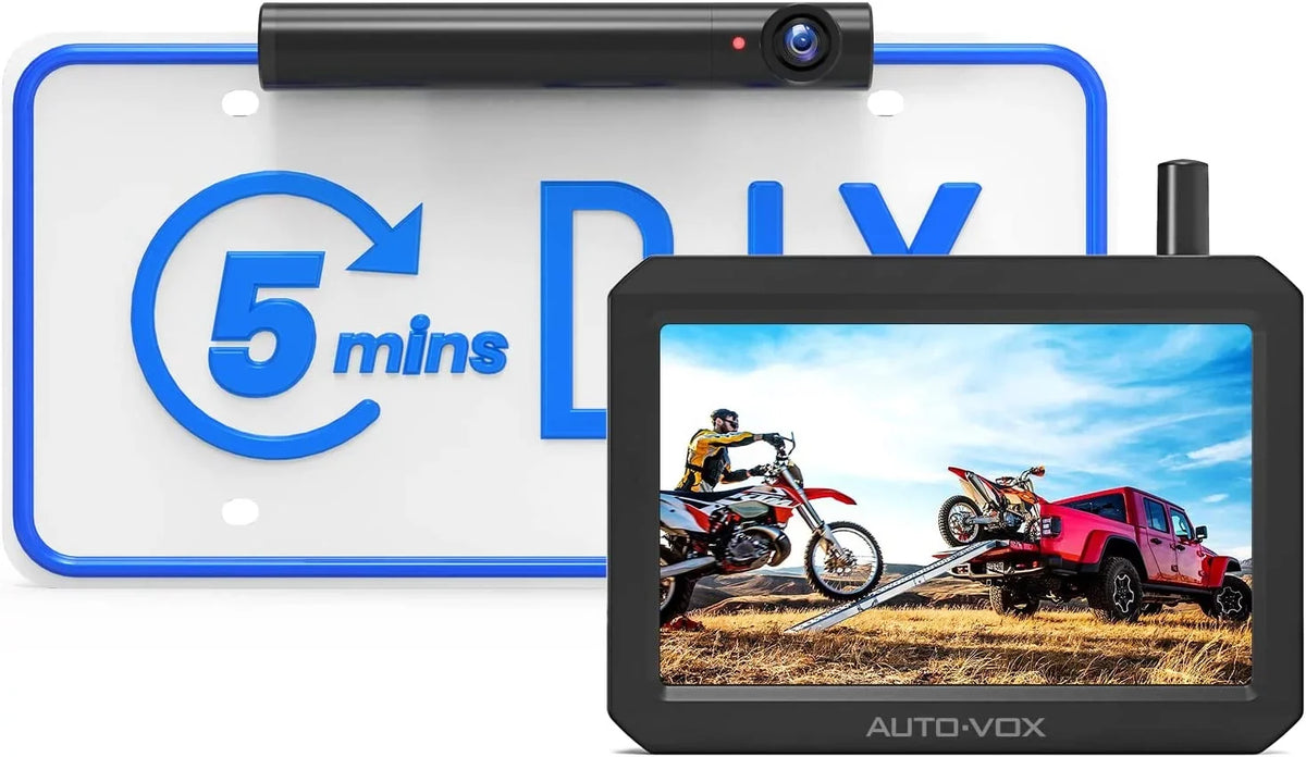 for Installation, 5'' AUTO-VOX Night Solar Systems Car Camera Trucks, for Wireless 5Mins Backup Monitor DIY Vision Camera Up Back TW1