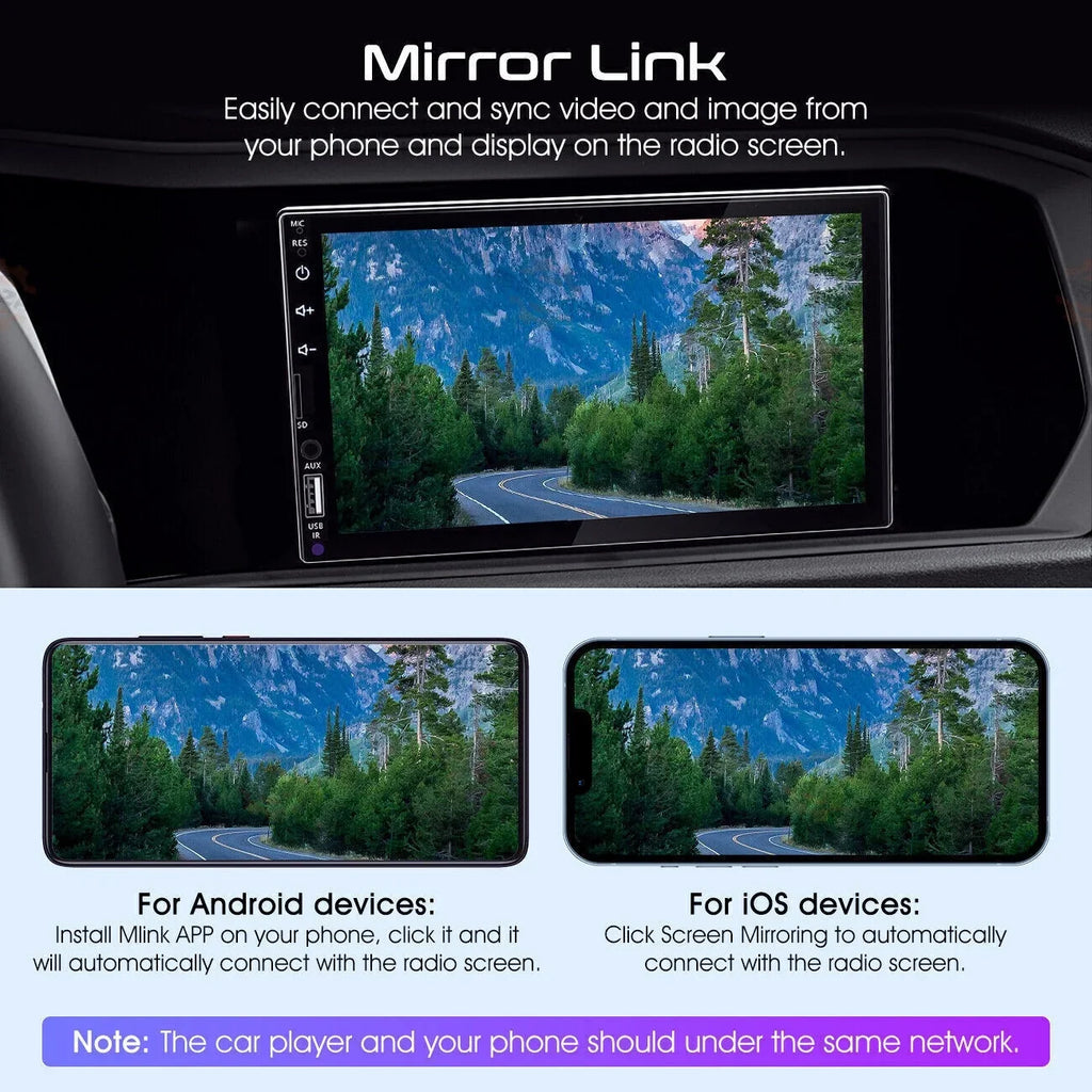 '+ Camera Touch Android/Apple 2Din Screen Double 12LED Player 7" Carplay Radio Stereo Car
