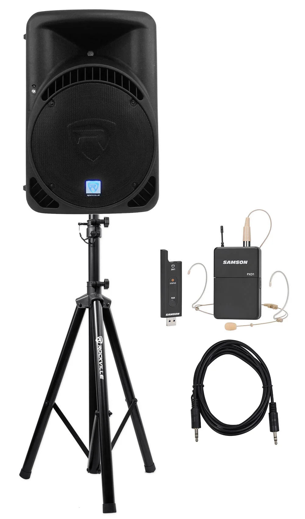 Mic System Sermons, Headset w/ Church 15" Speeches Rockville Sound Speaker For
