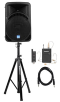 Mic System Sermons, Headset w/ Church 15" Speeches Rockville Sound Speaker For