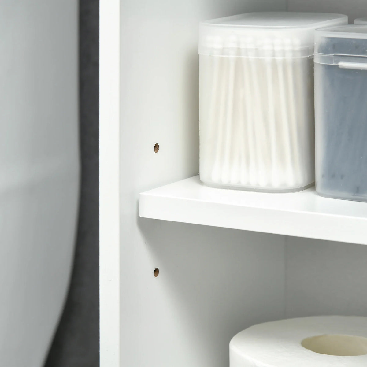 Bathroom Rack, with Over the White Shelves, kleankin Freestanding Toilet Cabinet, Toilet Organizer Bathroom Adjustable Storage