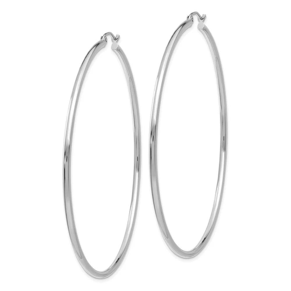 Hoop Adults Women Earrings; Tube and for Polished Real 14kt White 2mm for Men Gold Teens; and