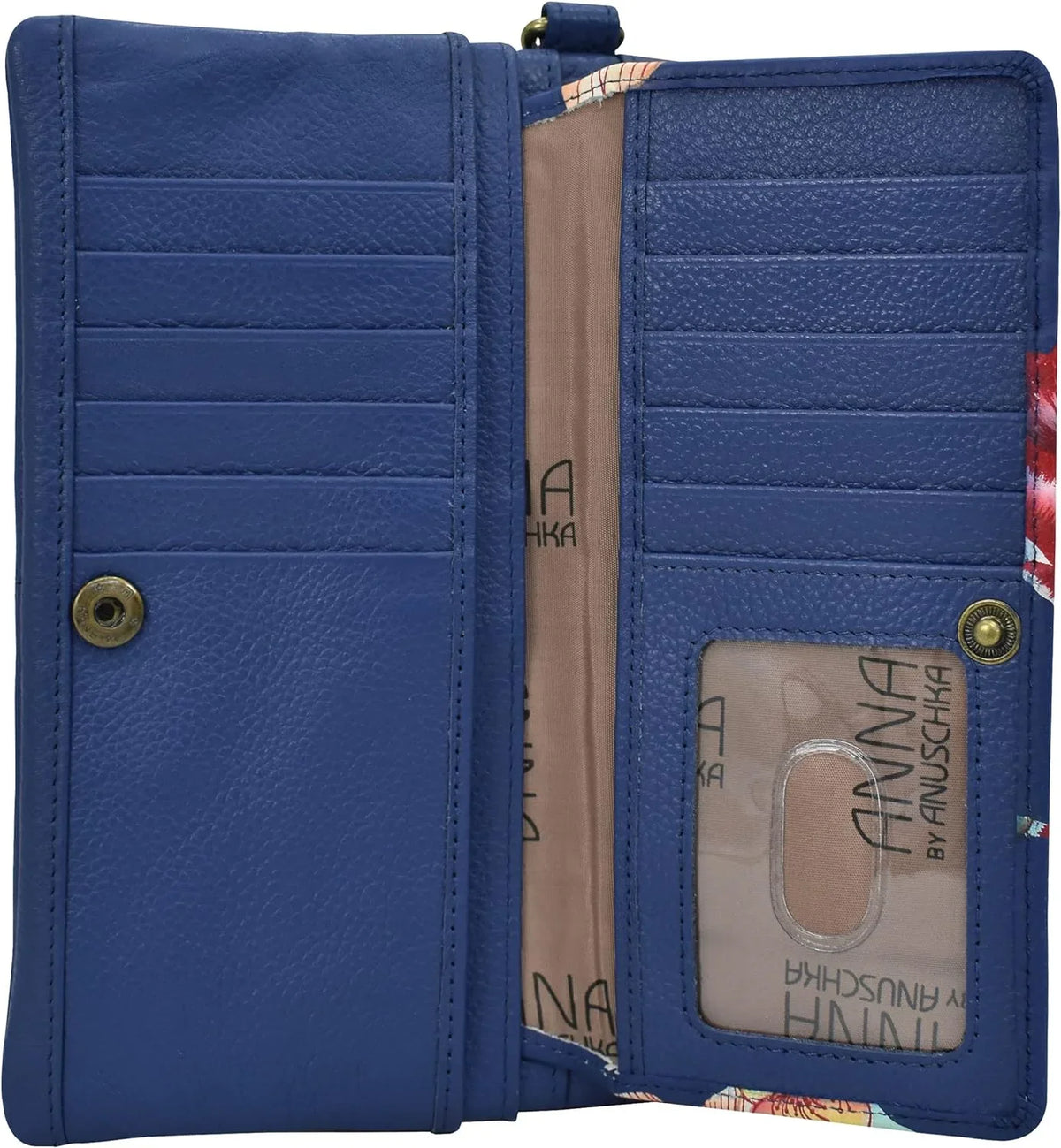 Leather Organizer Butterfly By Mosaic, Anuschka Womens Genuine Wallet Anna Multicolor - Hand-Painted Wristlet