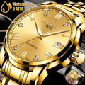 Wrist Automatic Steel Gold Luxury Men Waterproof Stainless Tone Mechanical Watch