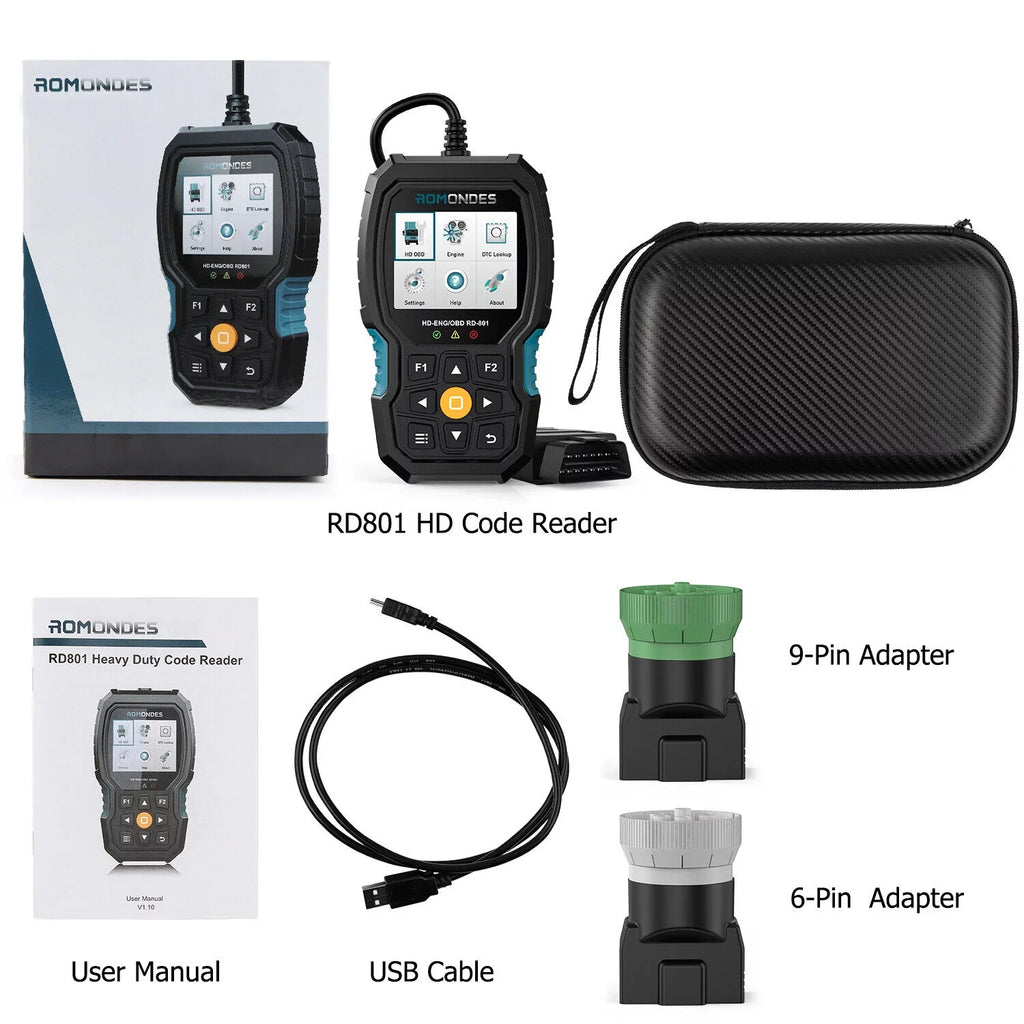 Diesel Diagnostic Romondes Scanner Duty OBD2 Code Heavy Scanner Tool Truck RD801 Truck Reader