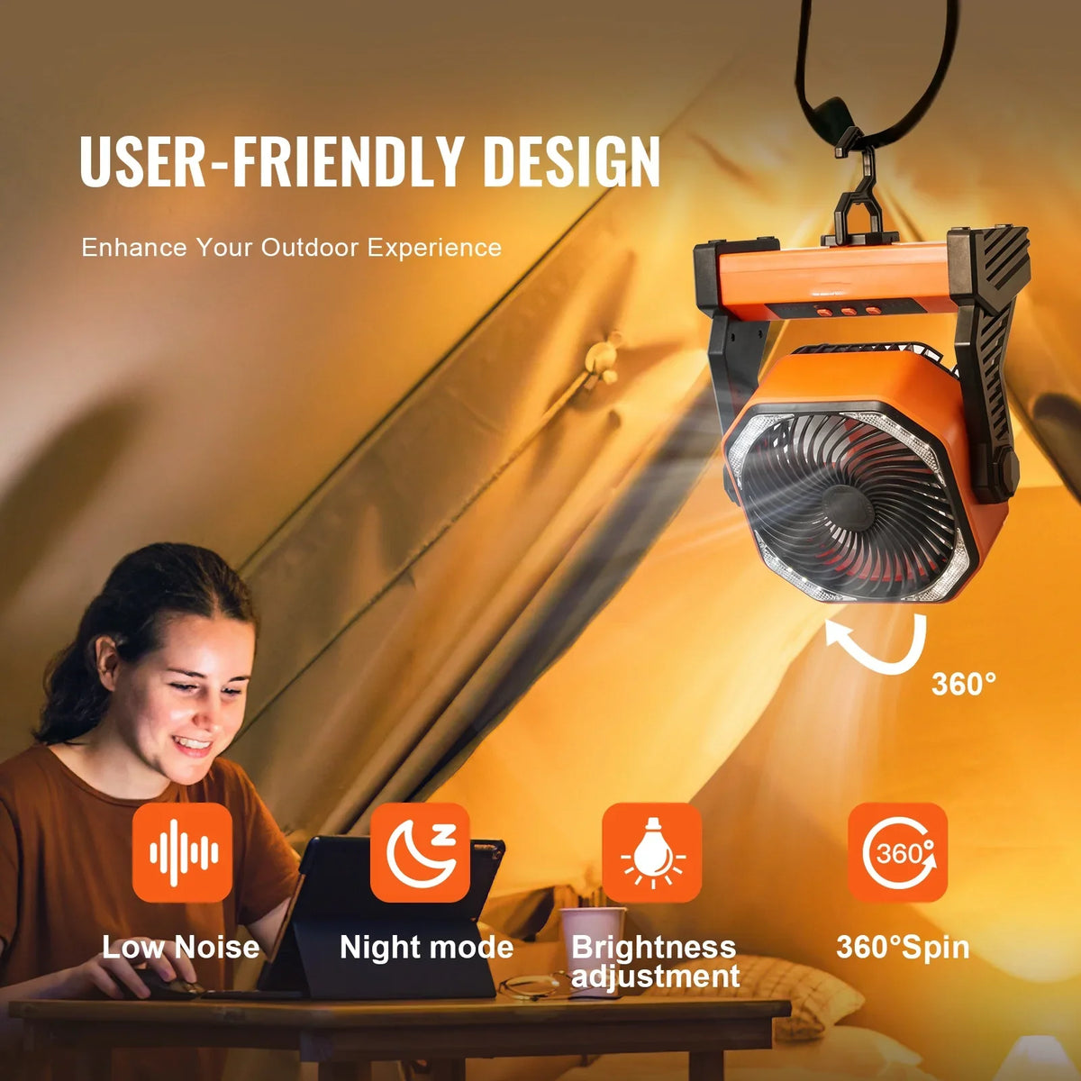 inch 4 LED 8 Portable SKYSHALO with Rechargeable Adjustable Fan Lantern Speeds