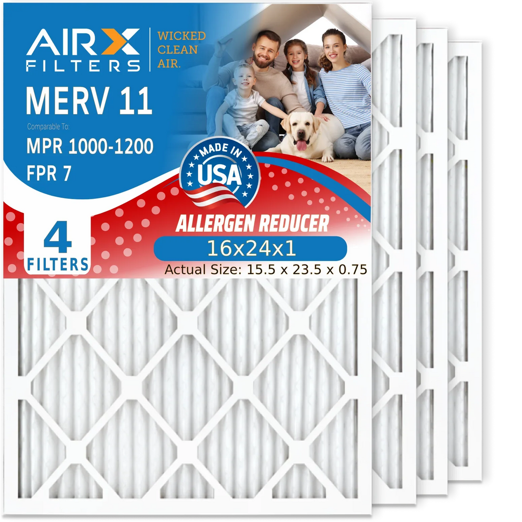 11 16x24x1 HVAC to Furnace CLEAN AIR. Premium USA Made & 1000, Filters 16x24x1 WICKED 4 FPR Pack by MPR 1200 Air MERV Pleated Conditioner AIRX MPR FILTERS 7 Comparable Filter Air Electrostatic Filter